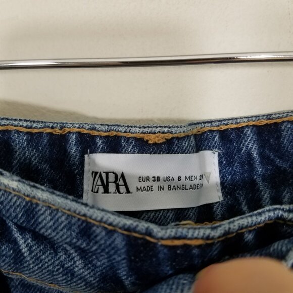 Zara Button Fly Jean Shorts Blue Size 6 - Picture 3 of 4